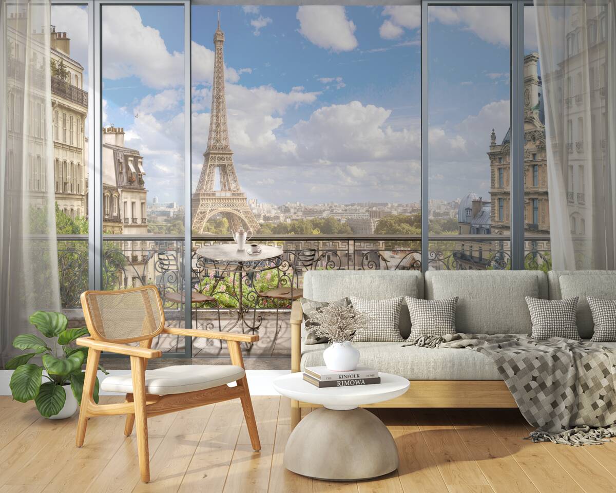 Фотошпалери вид на Ейфелеву вежу з балкона