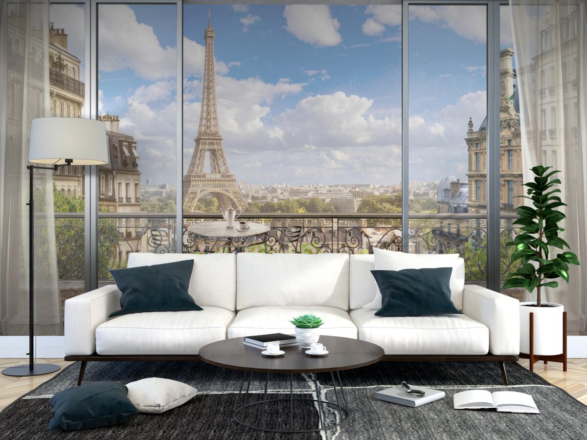Фотошпалери вид на Ейфелеву вежу з балкона