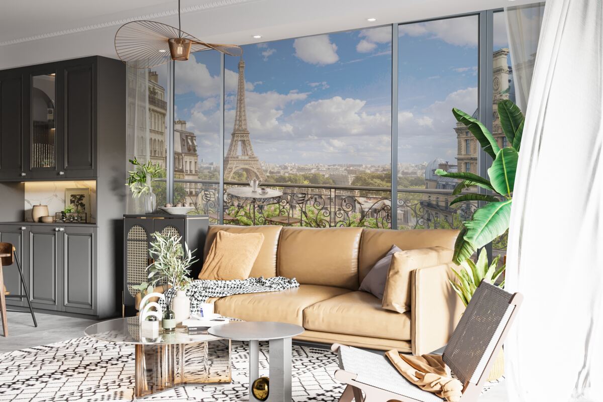 Фотошпалери вид на Ейфелеву вежу з балкона