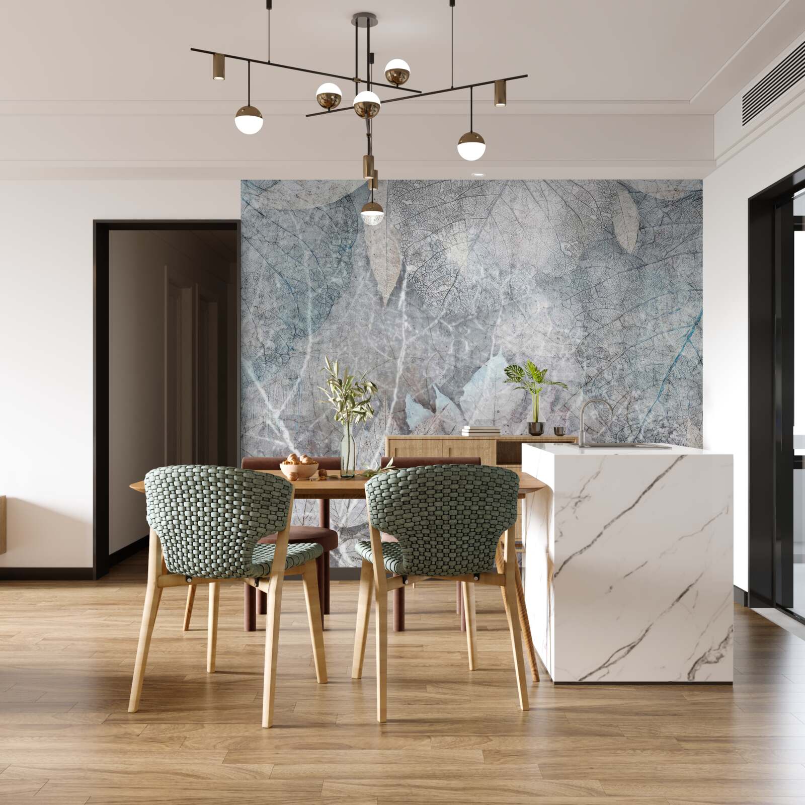 Фотошпалери колекція засушених рослин на сірому тлі