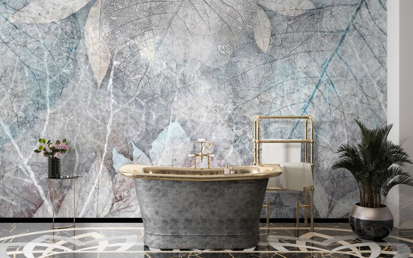 Фотошпалери колекція засушених рослин на сірому тлі