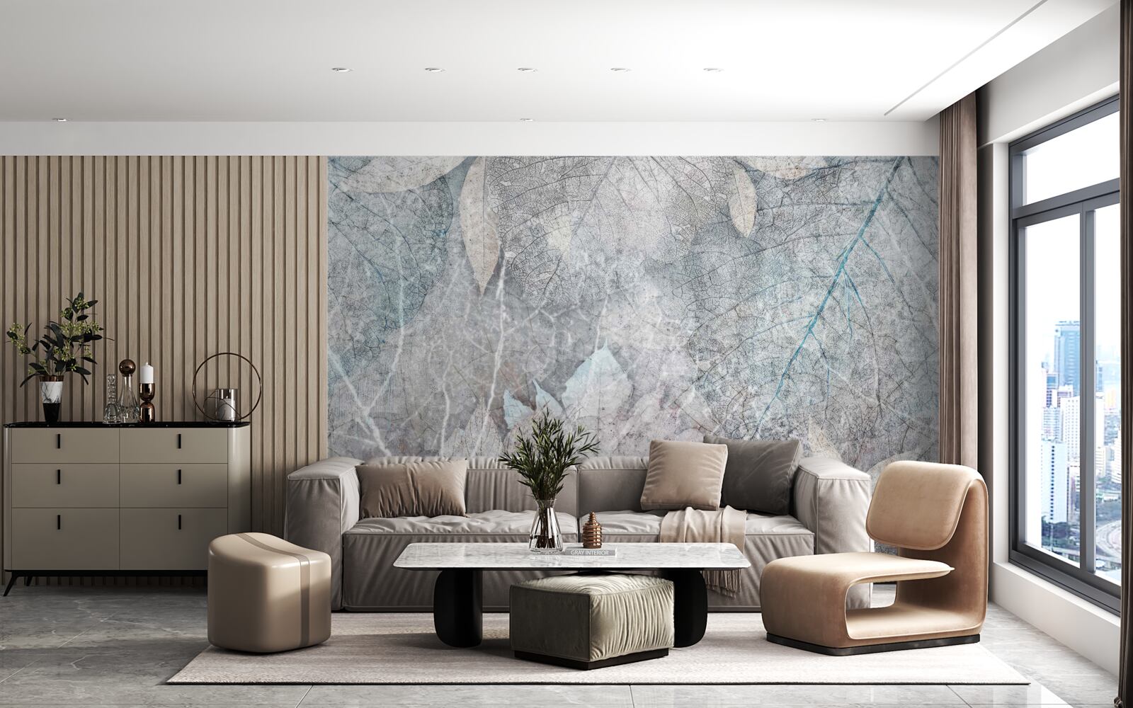 Фотошпалери колекція засушених рослин на сірому тлі