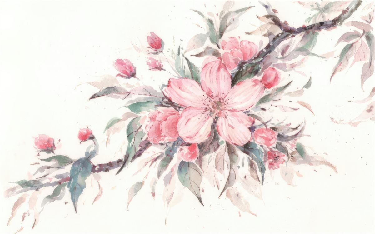 Фотошпалери гілка з розквітлою рожевою квіткою