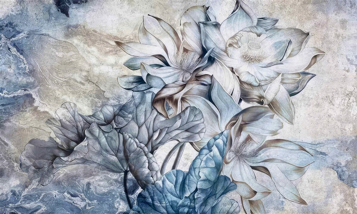 Фотошпалери квіти, що зображують ілюзію блакитних очей