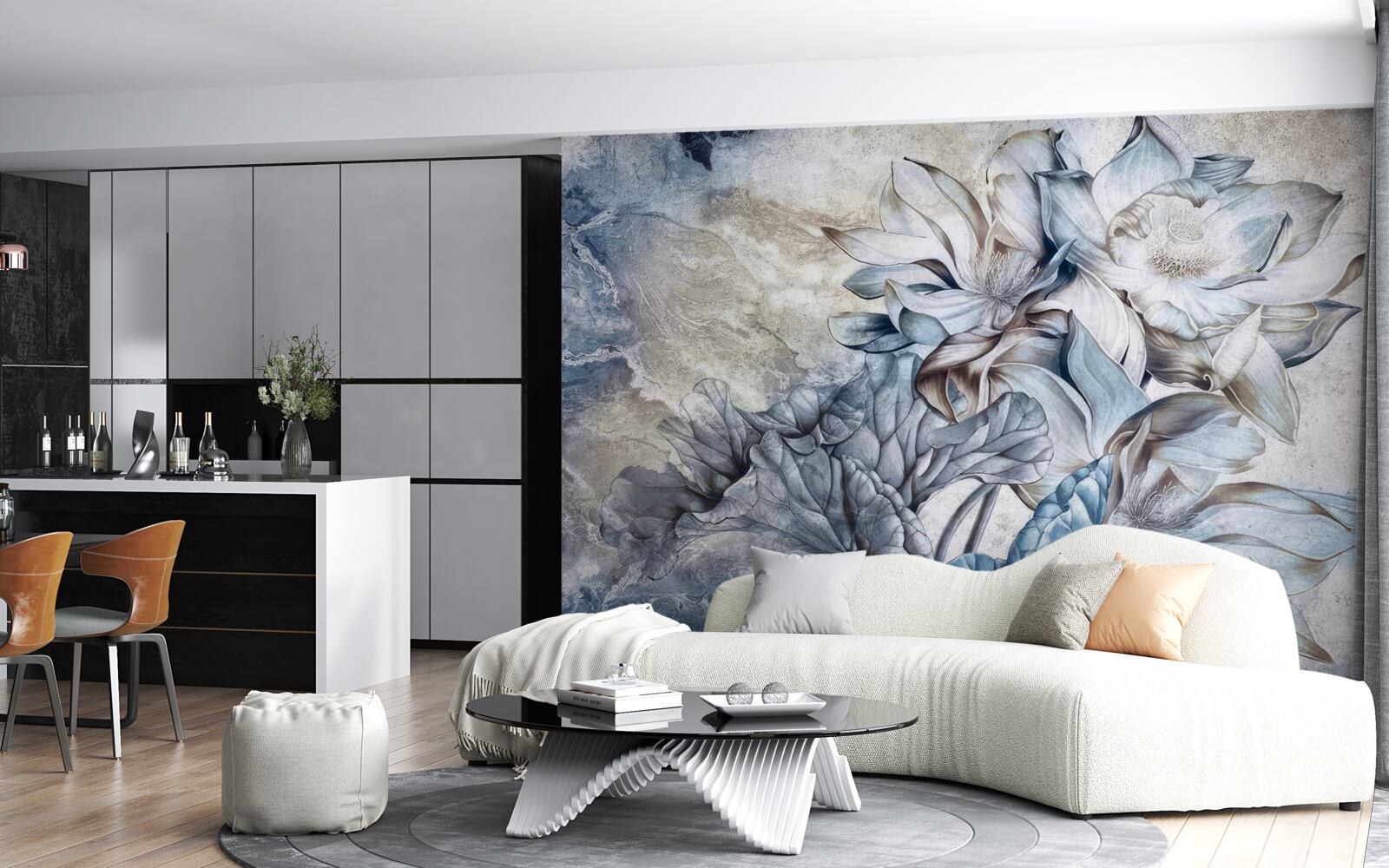 Фотошпалери квіти, що зображують ілюзію блакитних очей