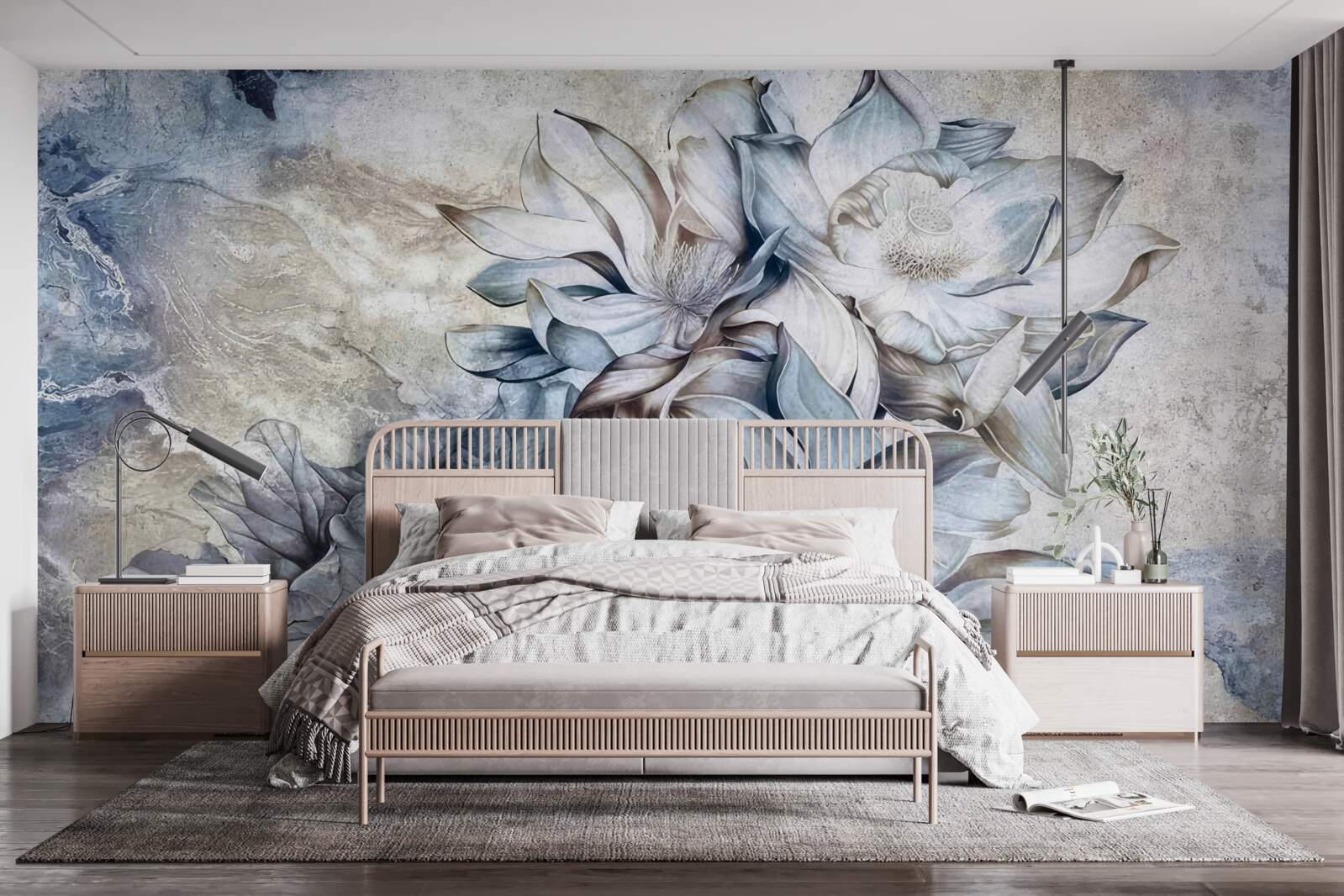 Фотошпалери квіти, що зображують ілюзію блакитних очей