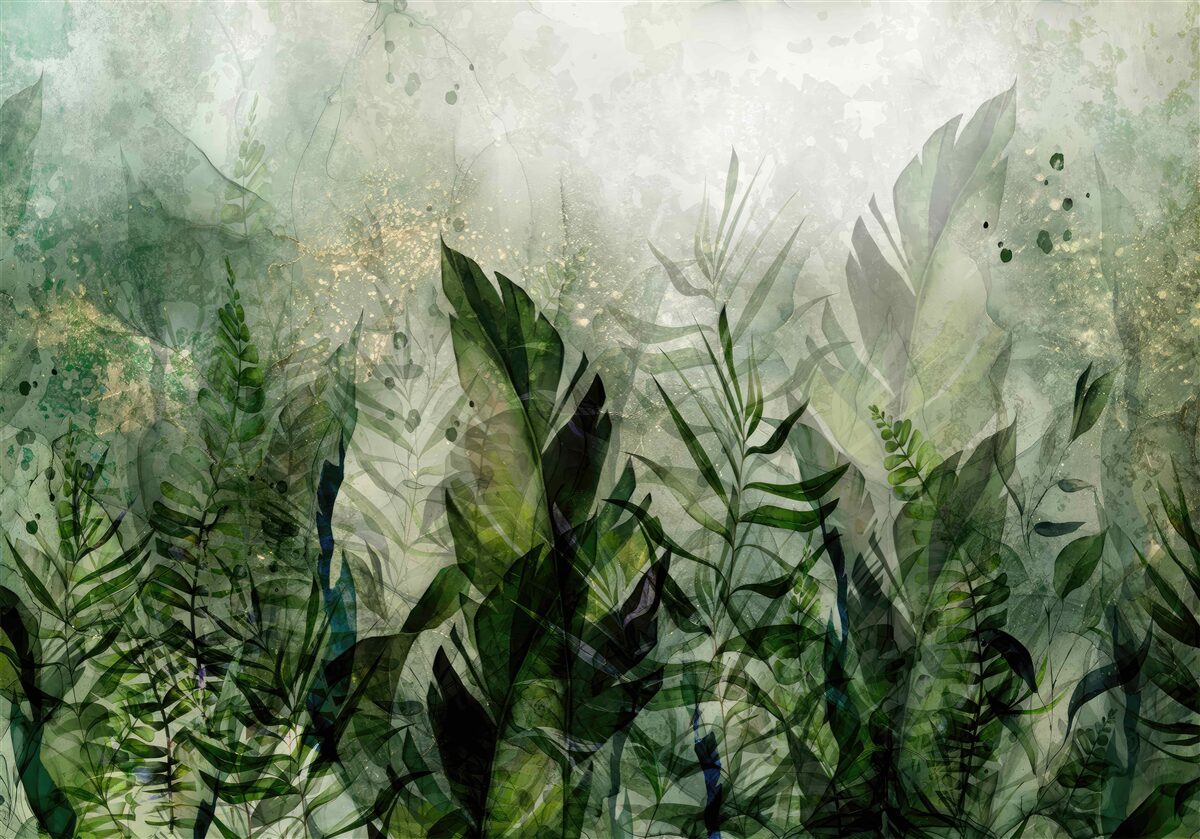 Фотошпалери зелене листя в абстрактному стилі