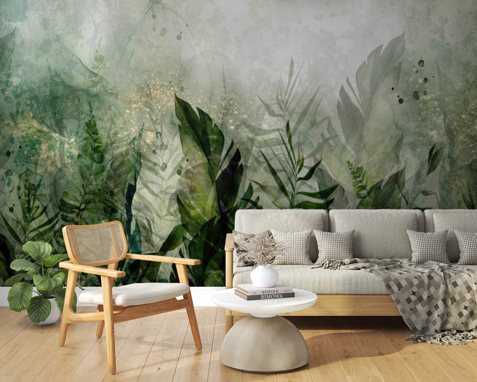 Фотошпалери зелене листя в абстрактному стилі