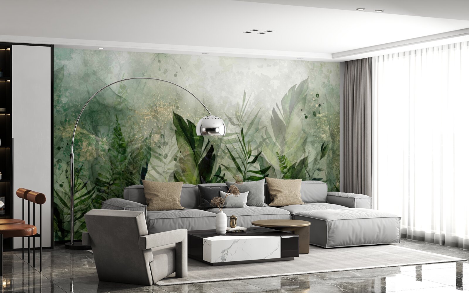 Фотошпалери зелене листя в абстрактному стилі