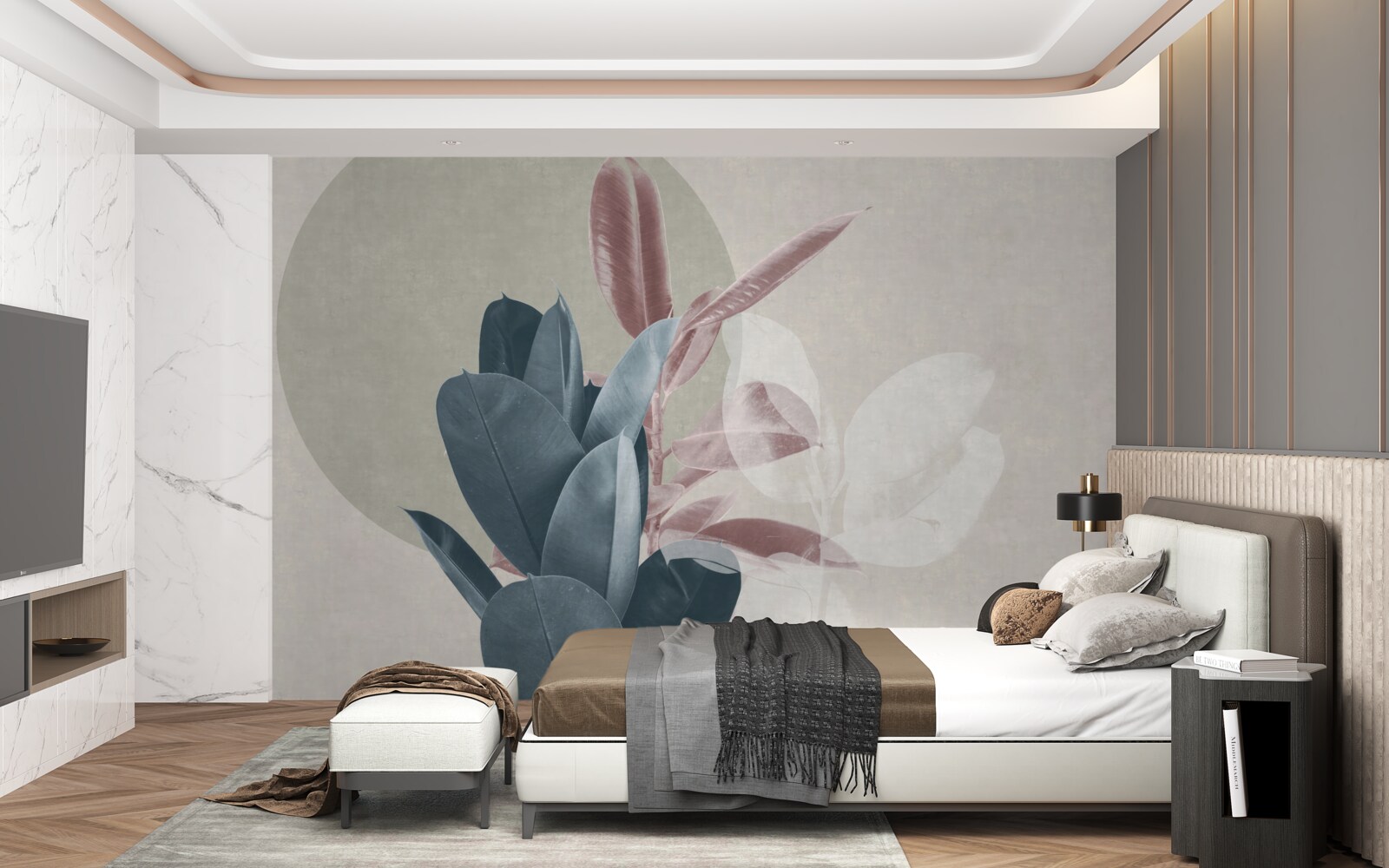 Фотошпалери фігове дерево на тлі сірої стіни