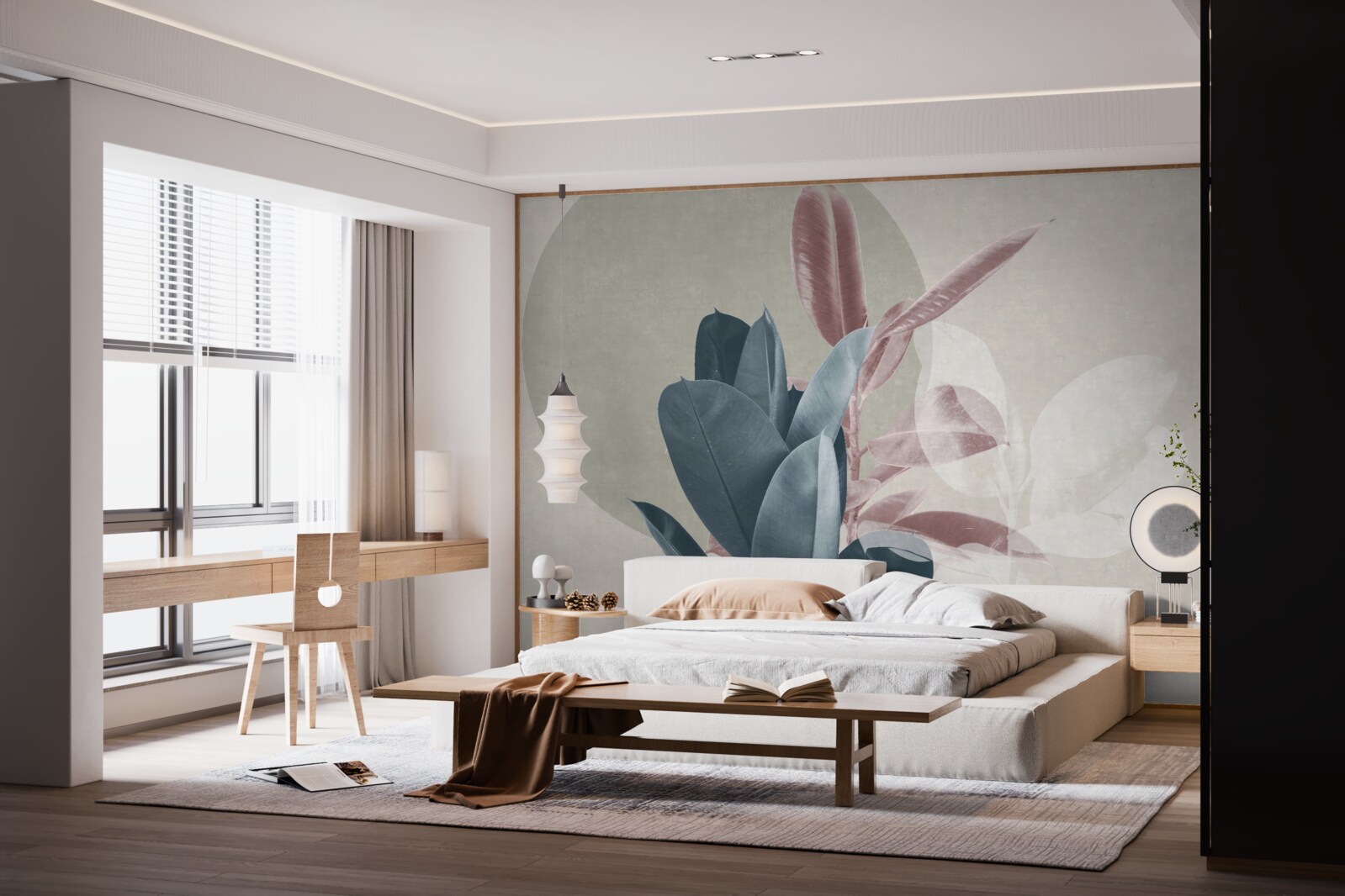 Фотошпалери фігове дерево на тлі сірої стіни