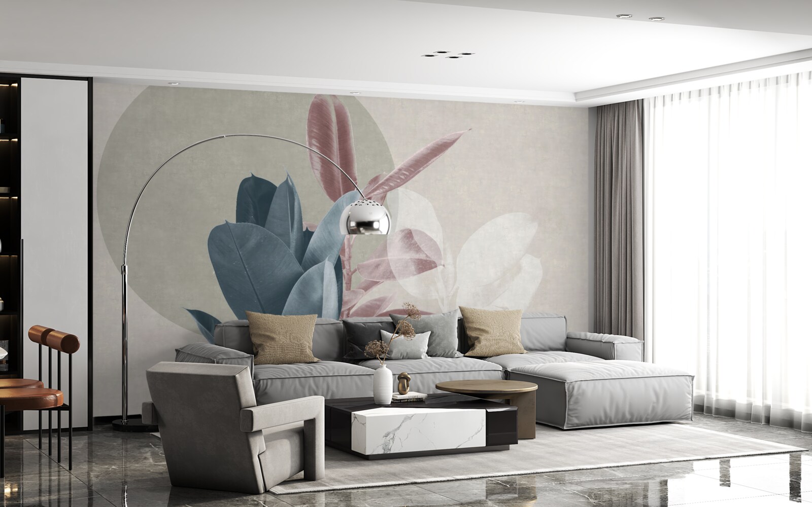 Фотошпалери фігове дерево на тлі сірої стіни