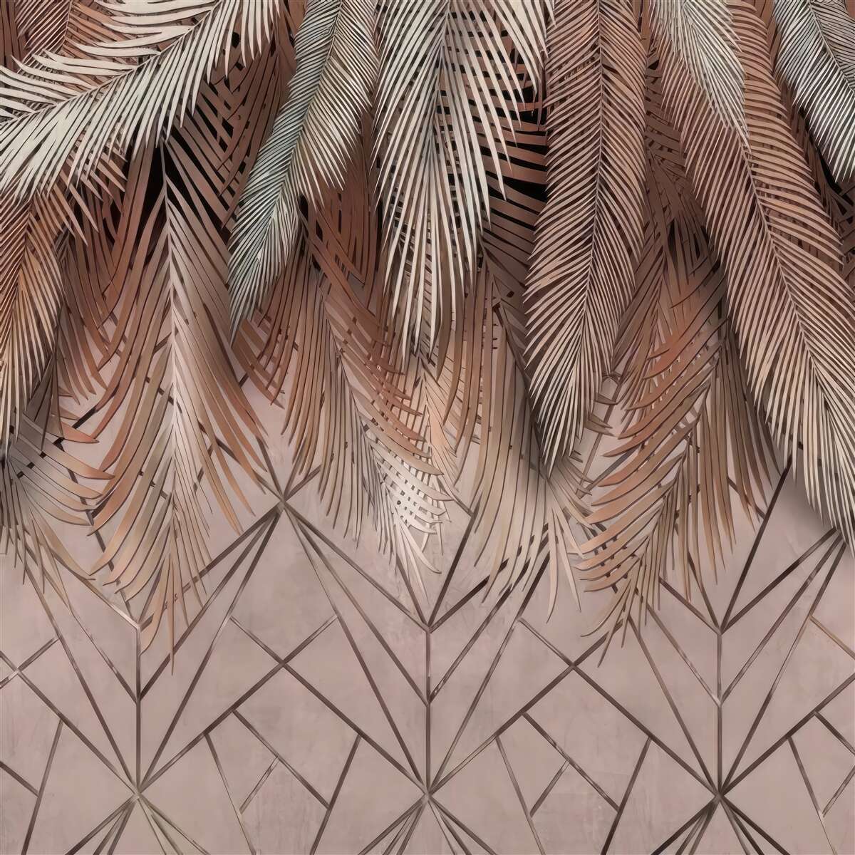 Фотошпалери геометричні візерунки та пір'я