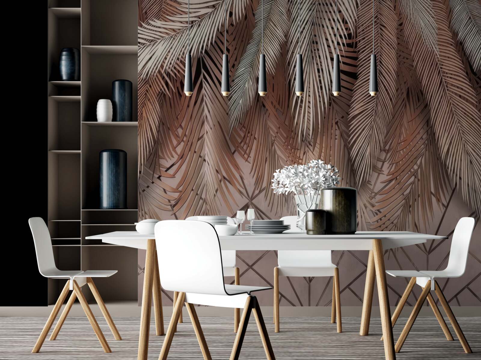 Фотошпалери геометричні візерунки та пір'я