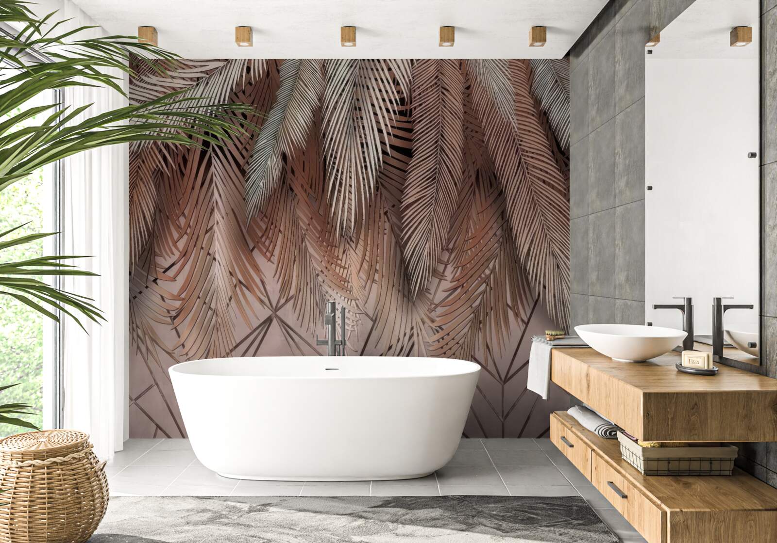 Фотошпалери геометричні візерунки та пір'я