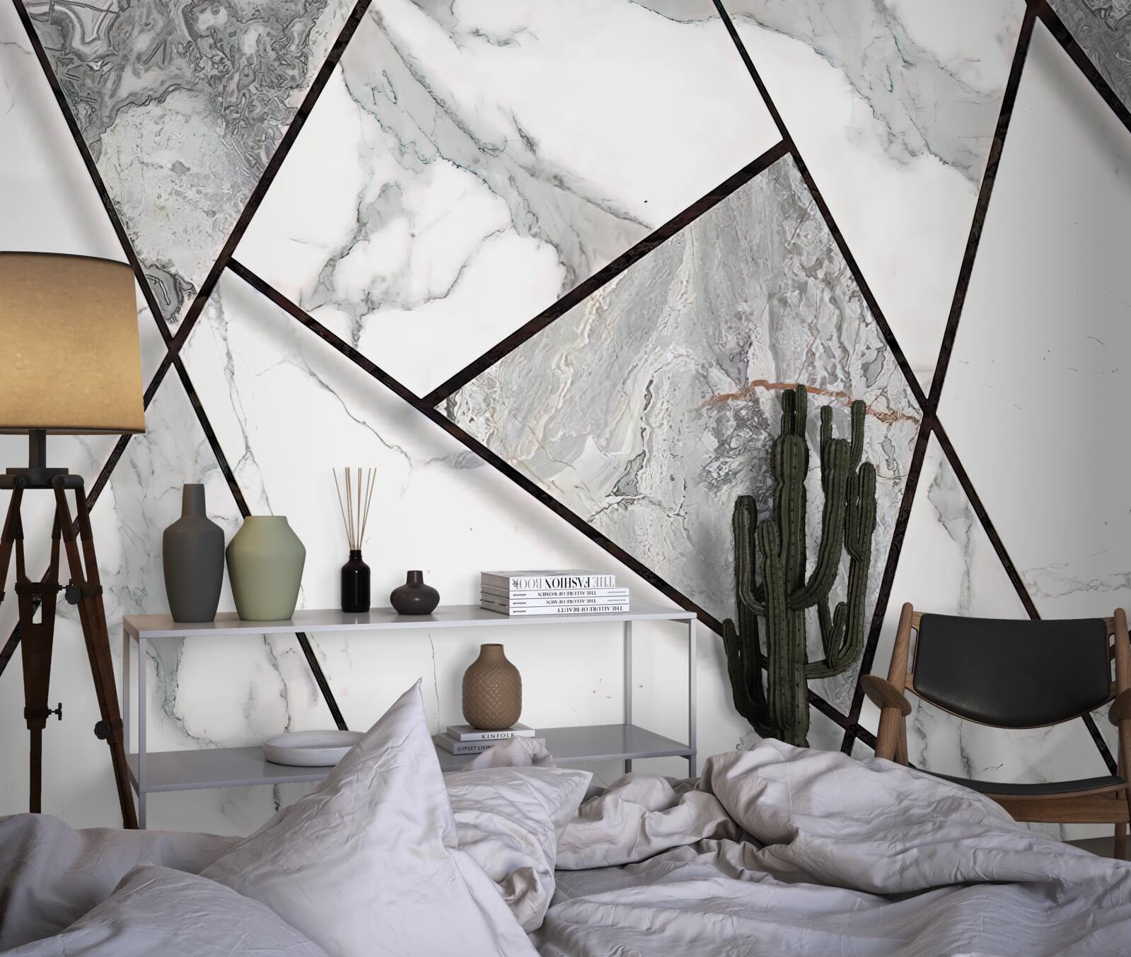 Фотошпалери мармурова плитка в чорно-білому кольорі