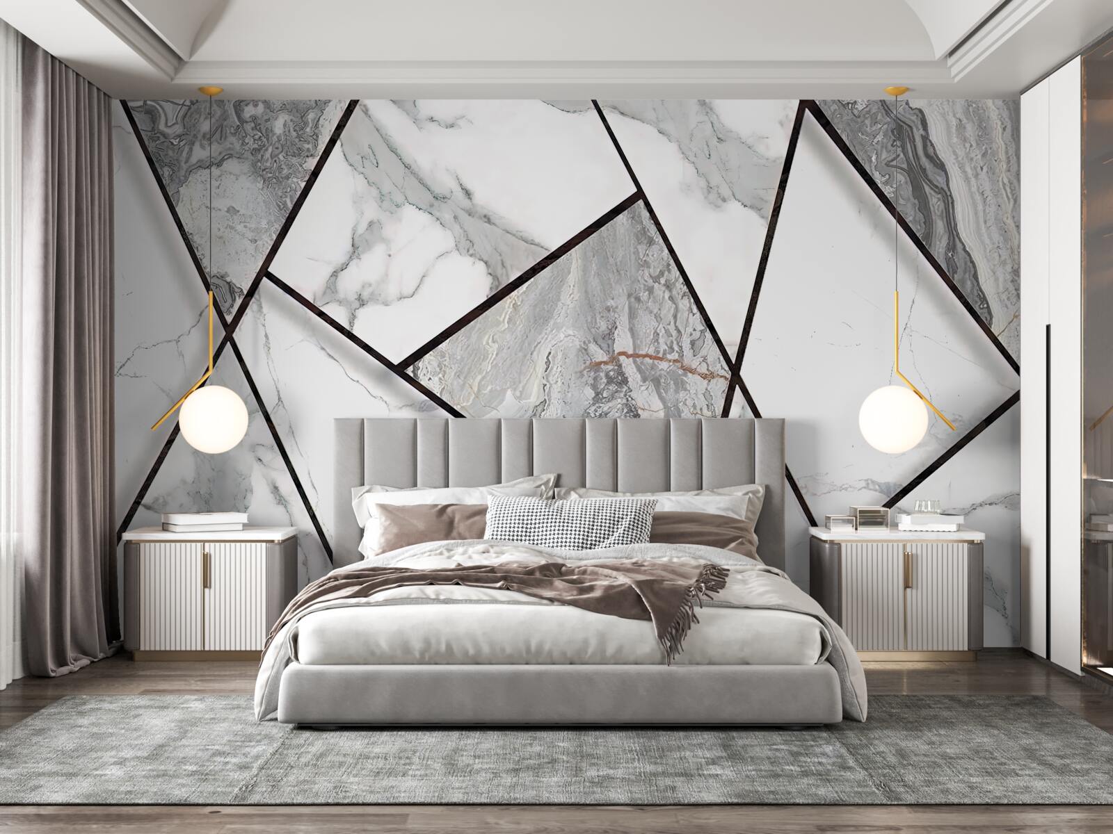 Фотошпалери мармурова плитка в чорно-білому кольорі