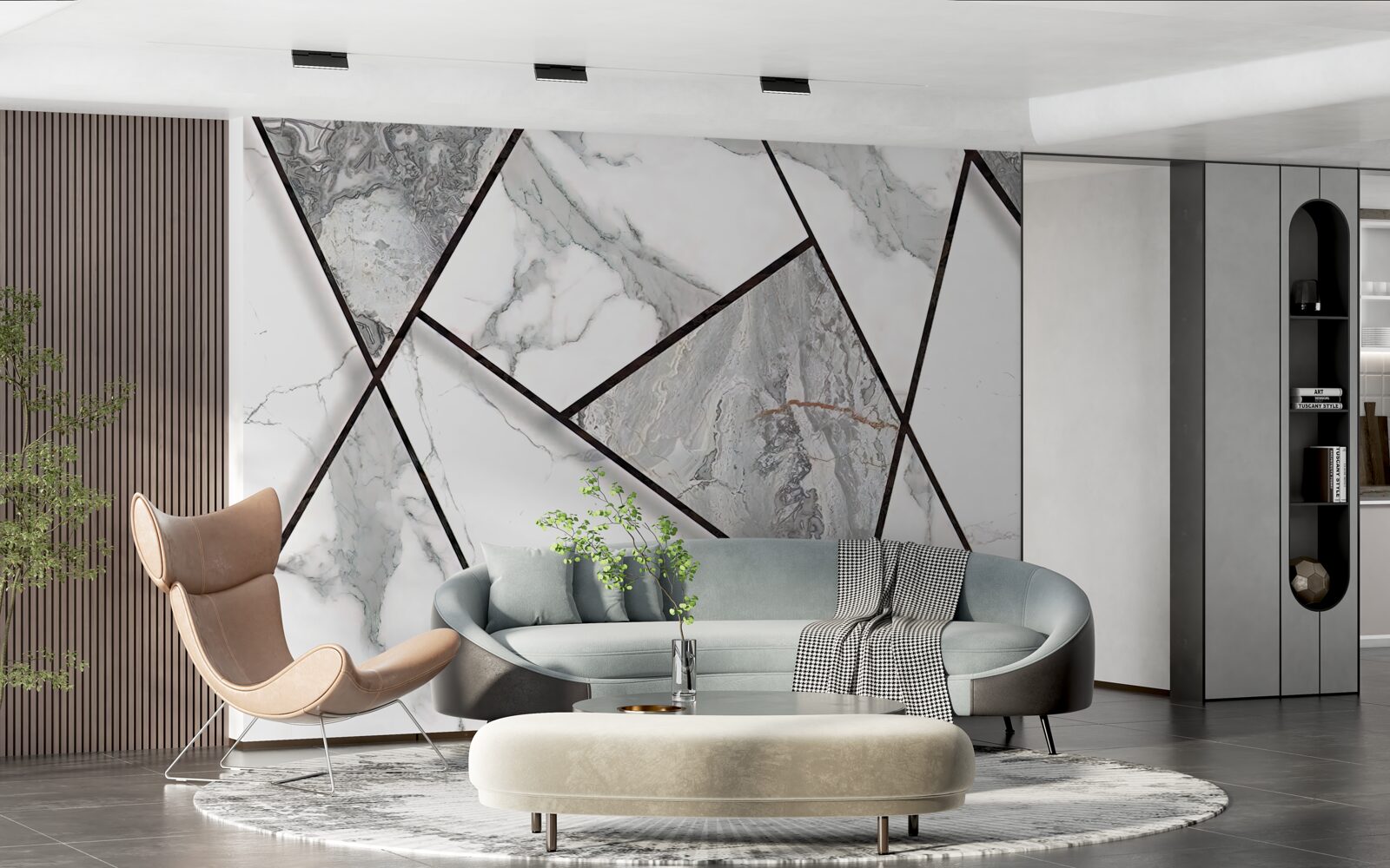 Фотошпалери мармурова плитка в чорно-білому кольорі