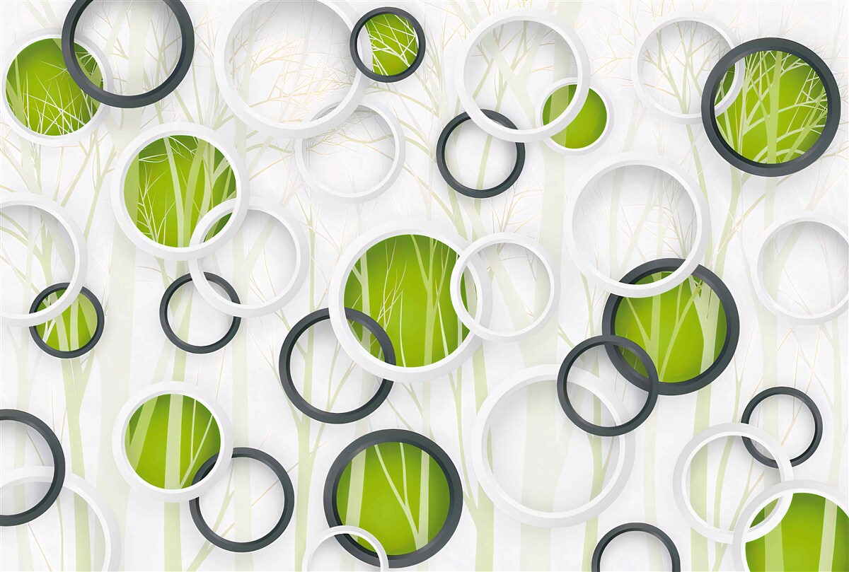 Фотошпалери колеса білого та чорного кольору з зеленим відтінком