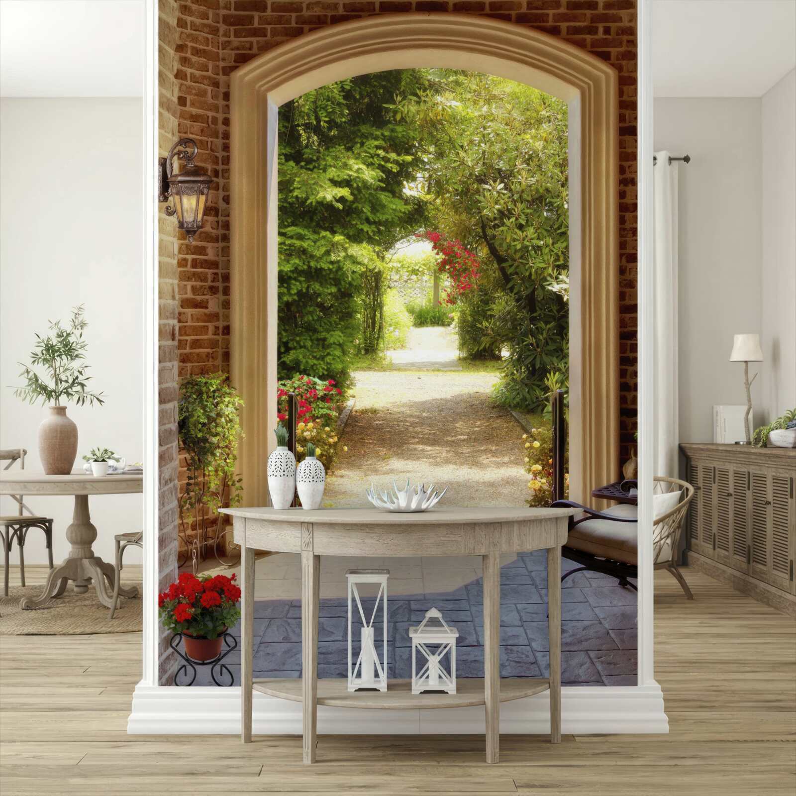 Фотошпалери лавка біля арки