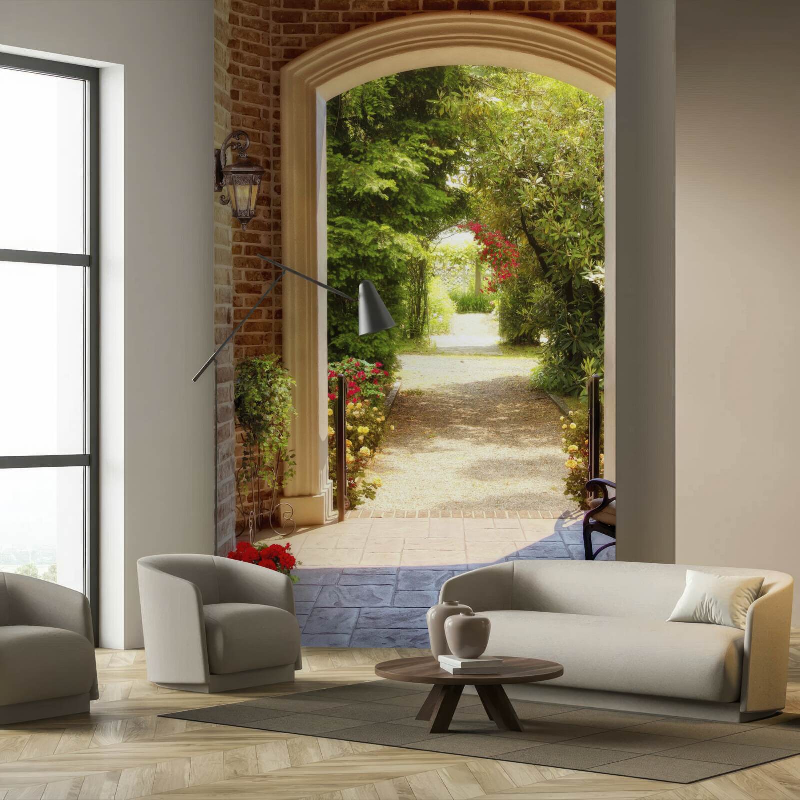 Фотошпалери лавка біля арки