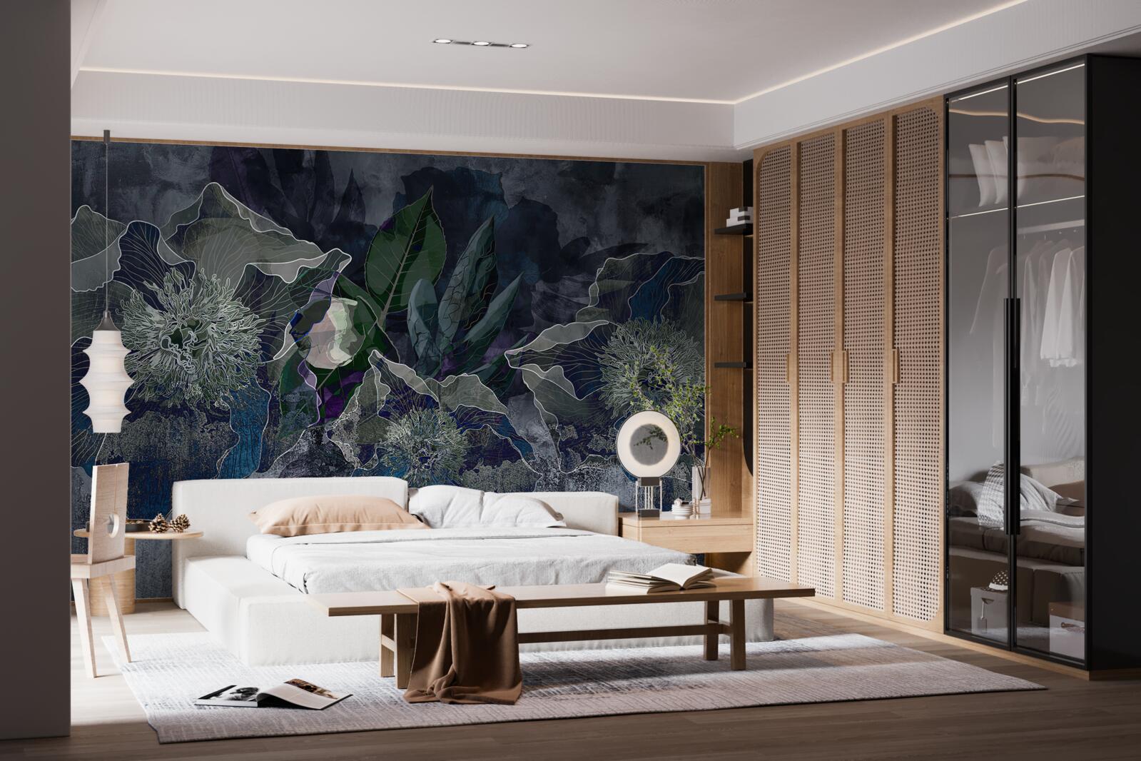 Фотошпалери квіти, намальовані аквареллю на сірому тлі