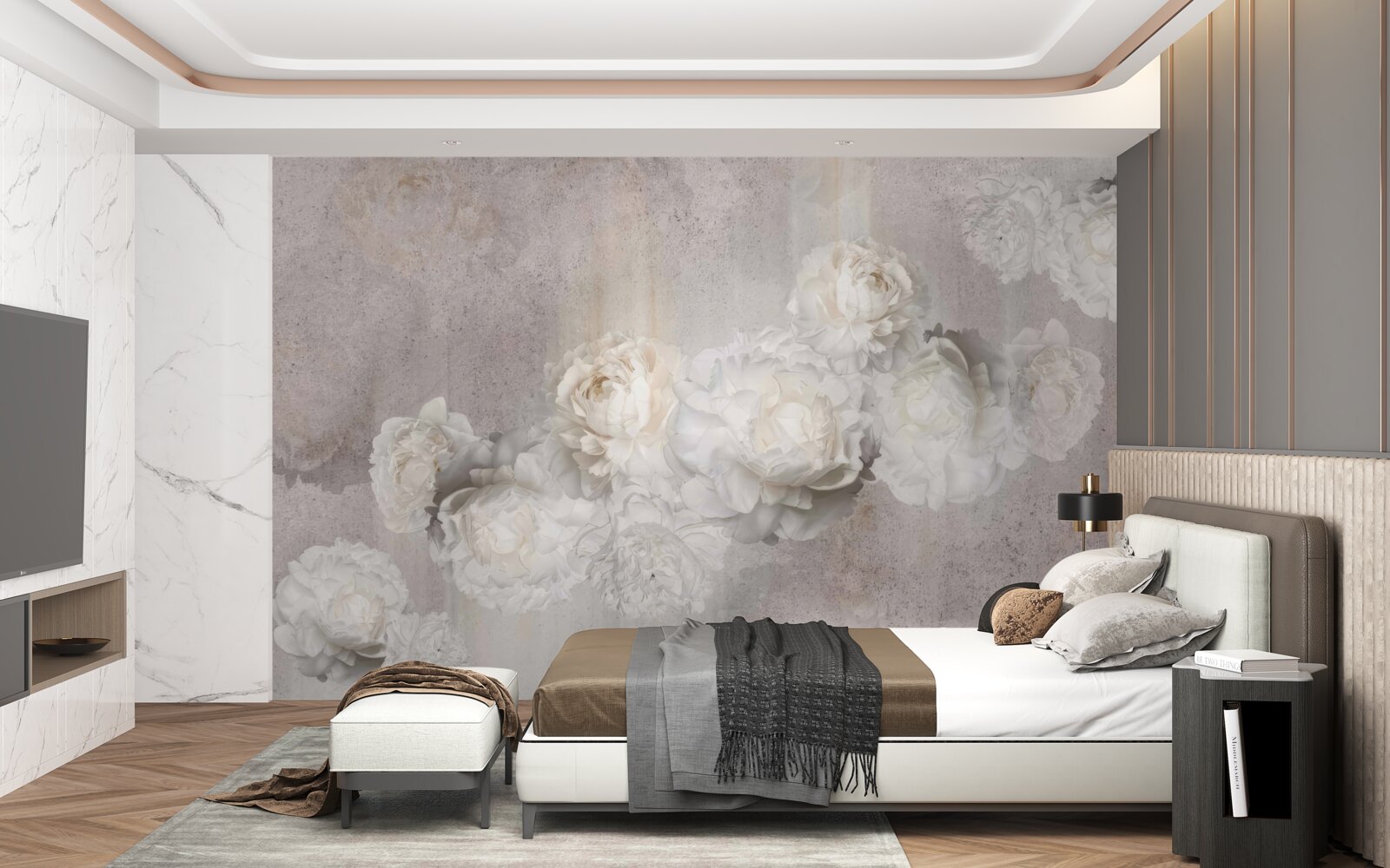 Фотошпалери великі білі квіти