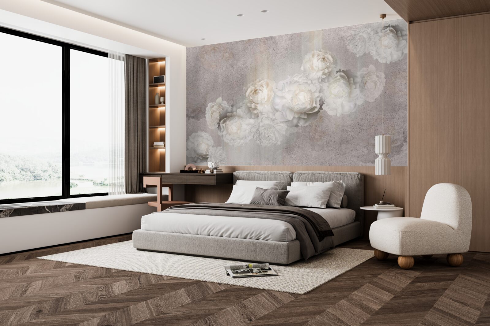 Фотошпалери великі білі квіти