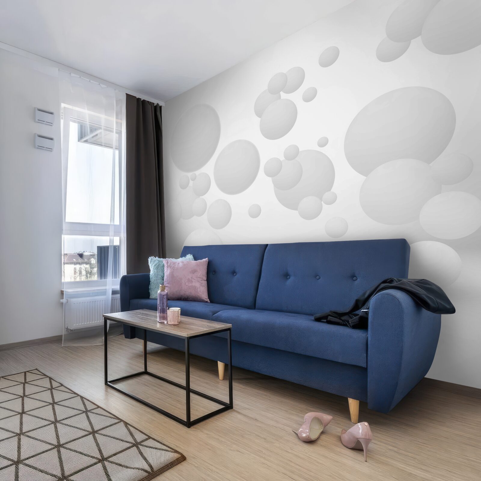 Фотошпалери білі кола різних розмірів