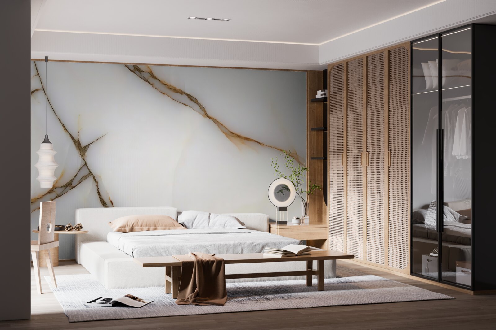 Фотошпалери фон світлий з вигнутими темними лініями