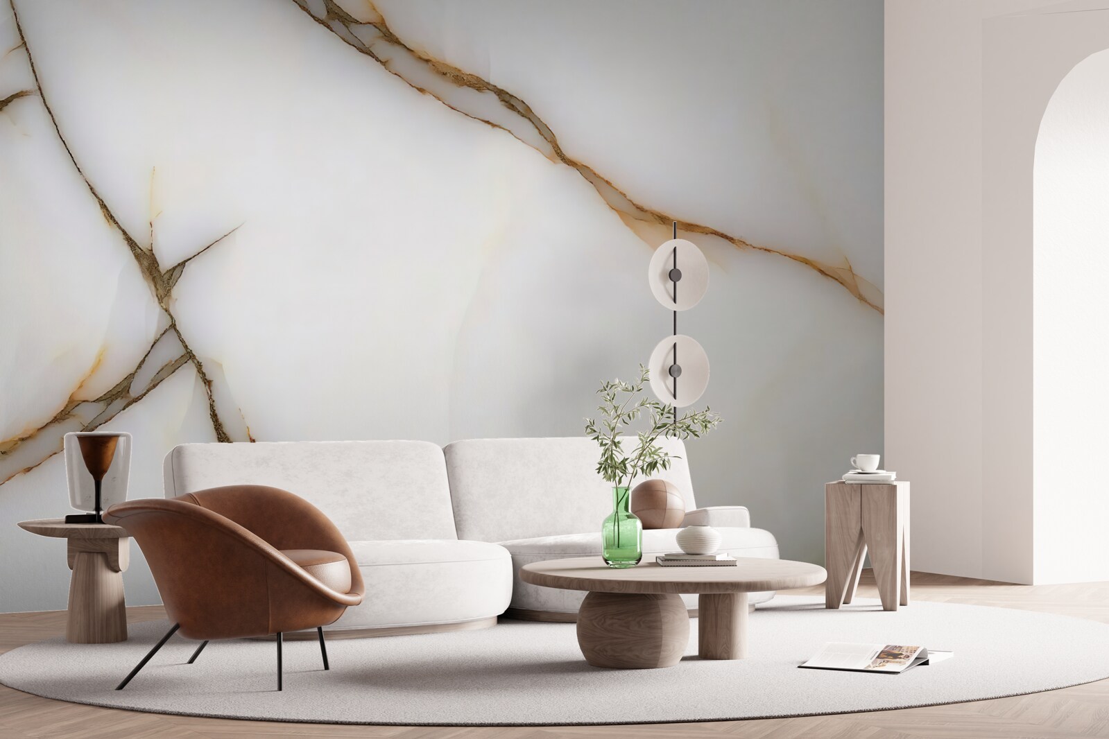 Фотошпалери фон світлий з вигнутими темними лініями