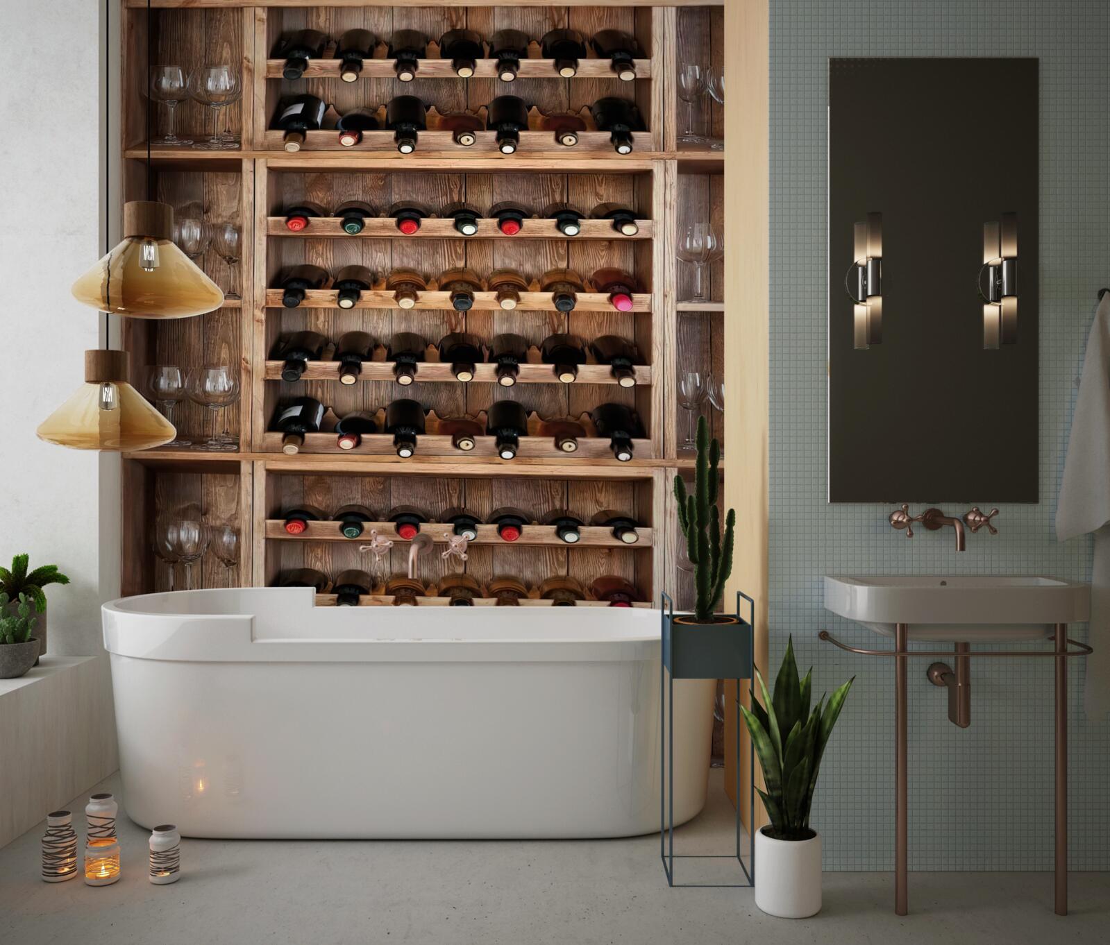 Фотошпалери бар з келихами вина