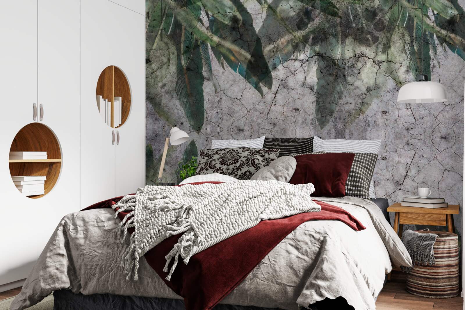 Фотошпалери Стіну з листям бетонують