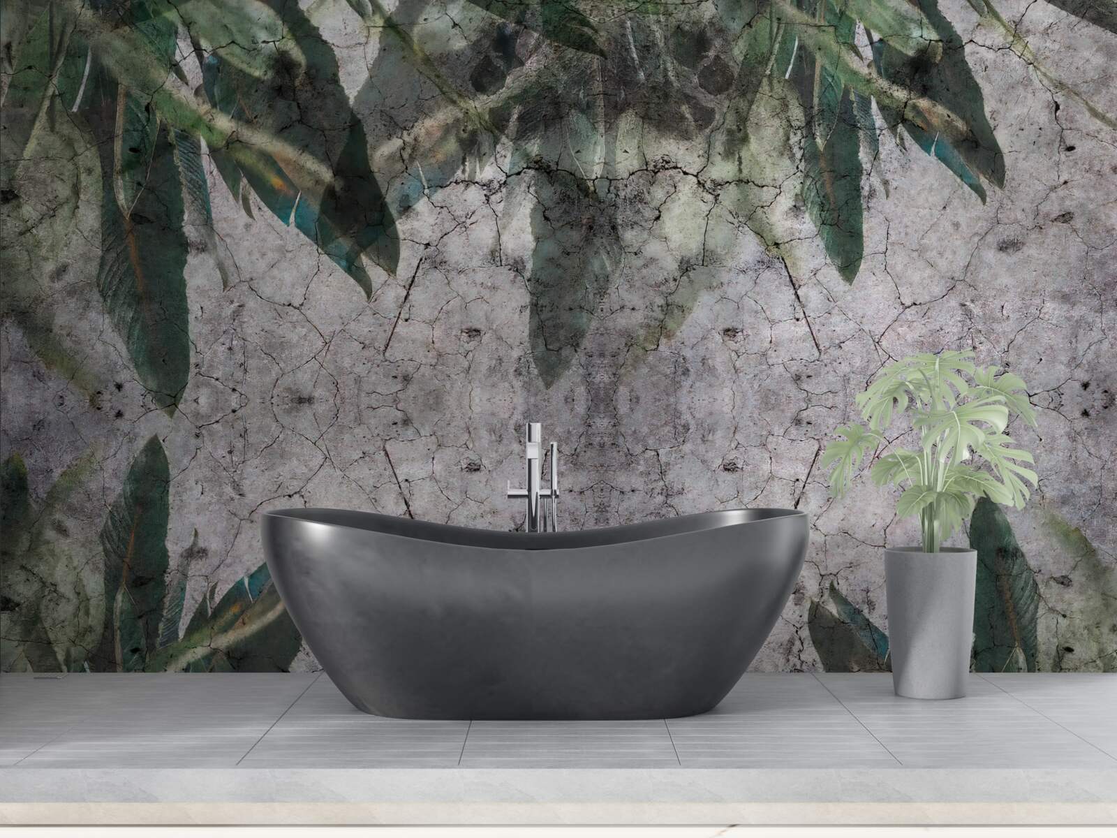 Фотошпалери Стіну з листям бетонують