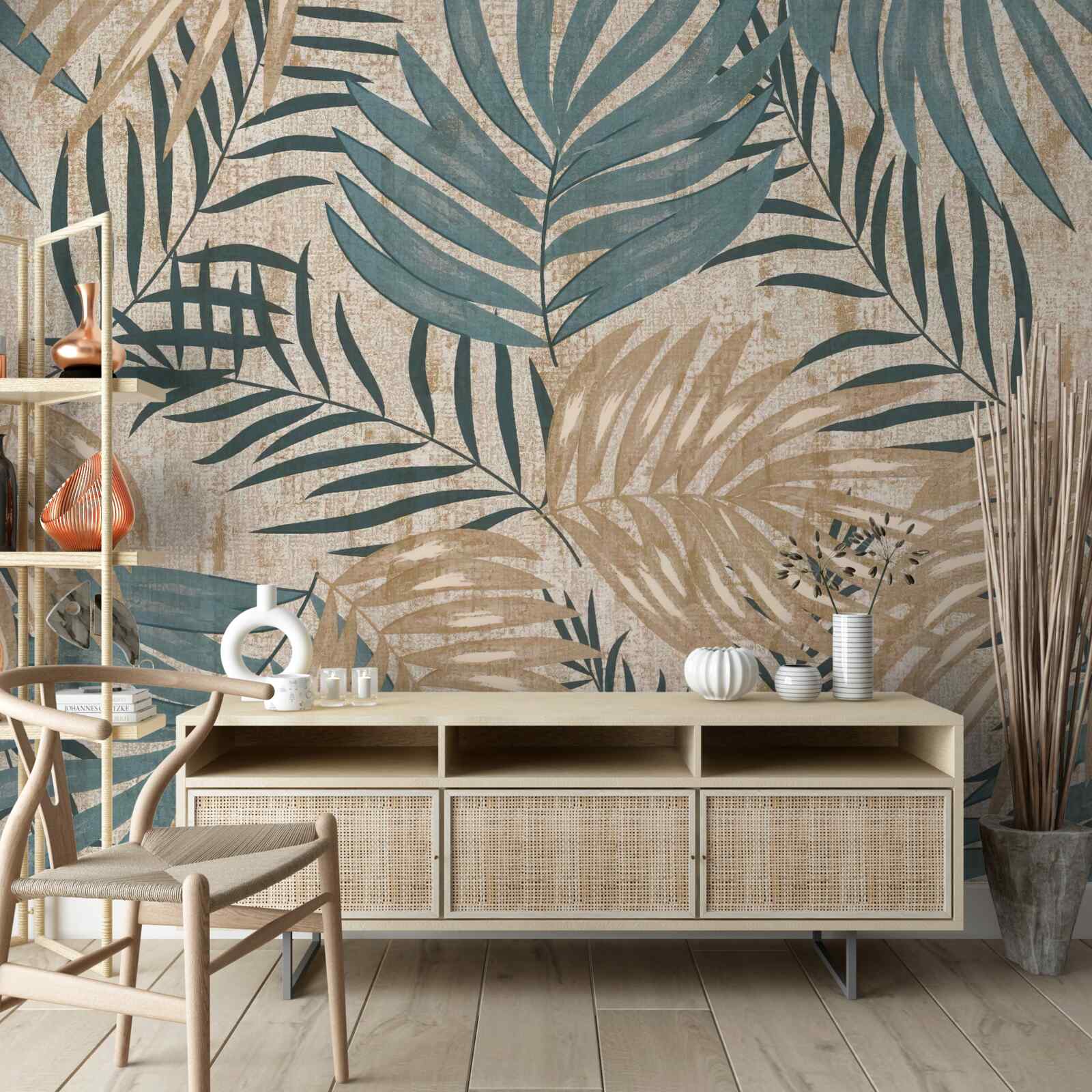 Фотошпалери коричневе та зелене листя