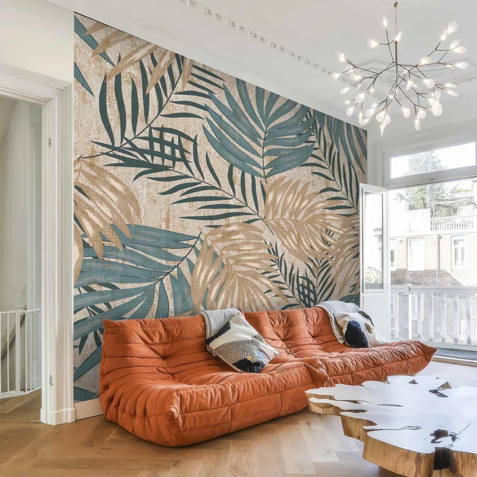 Фотошпалери коричневе та зелене листя