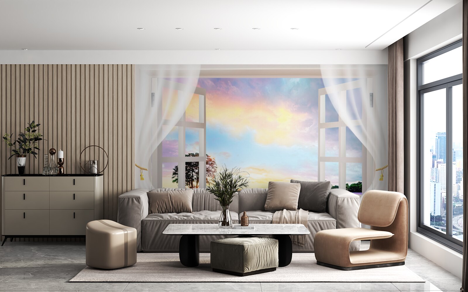 Фотошпалери панорама лавандового поля з вікна