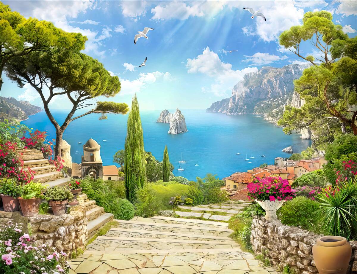 Фотошпалери стежка через зелені чагарники