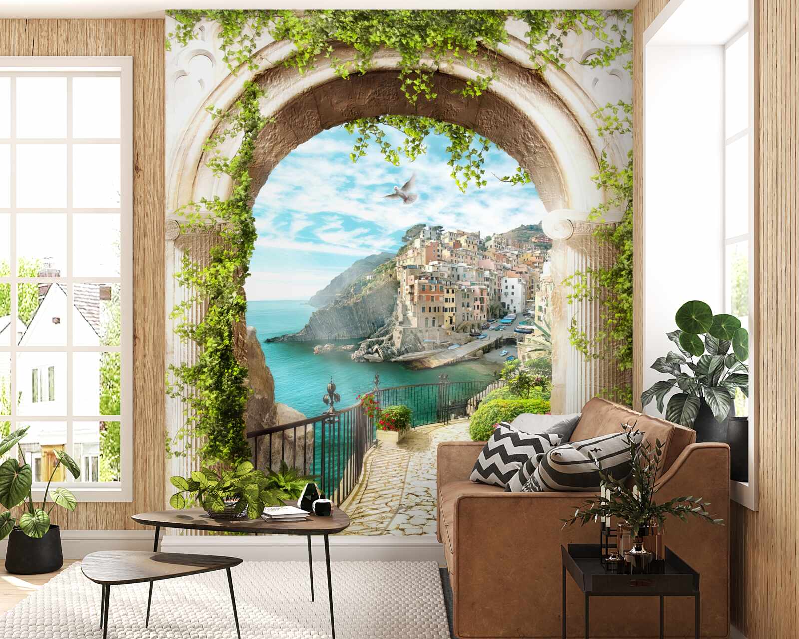 Фотошпалери будинки на скелі над водою