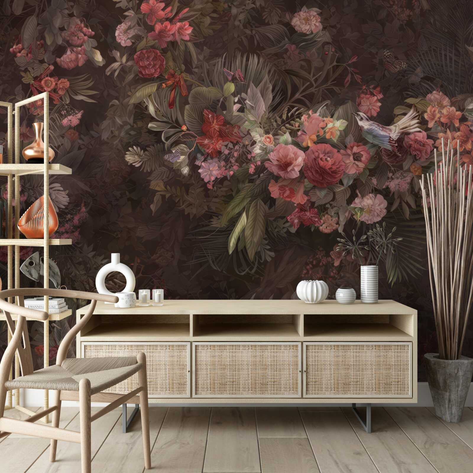 Фотошпалери темний сад з квітами