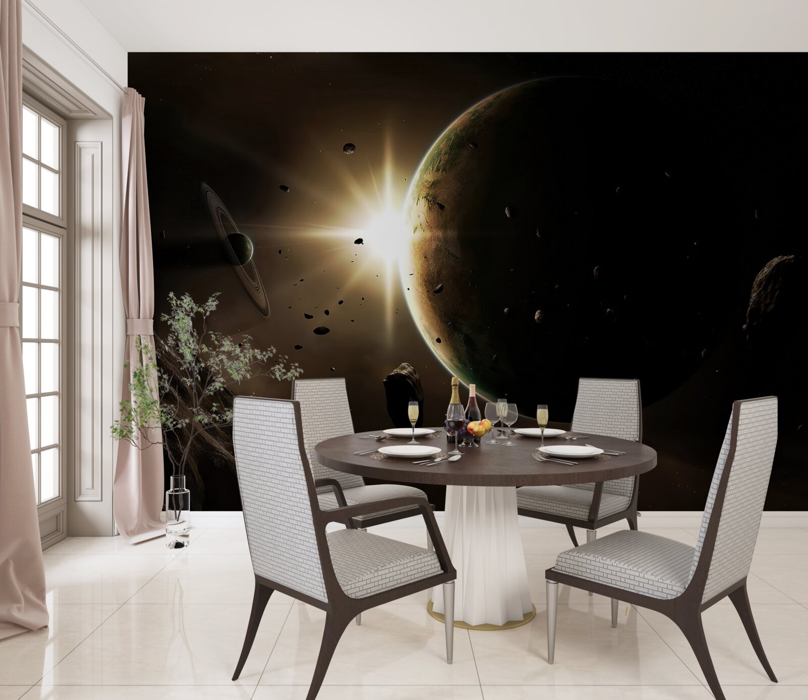 Фотошпалери планети і комети, що проносяться повз