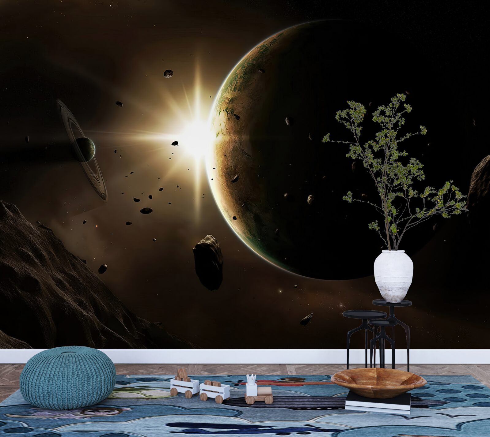 Фотошпалери планети і комети, що проносяться повз