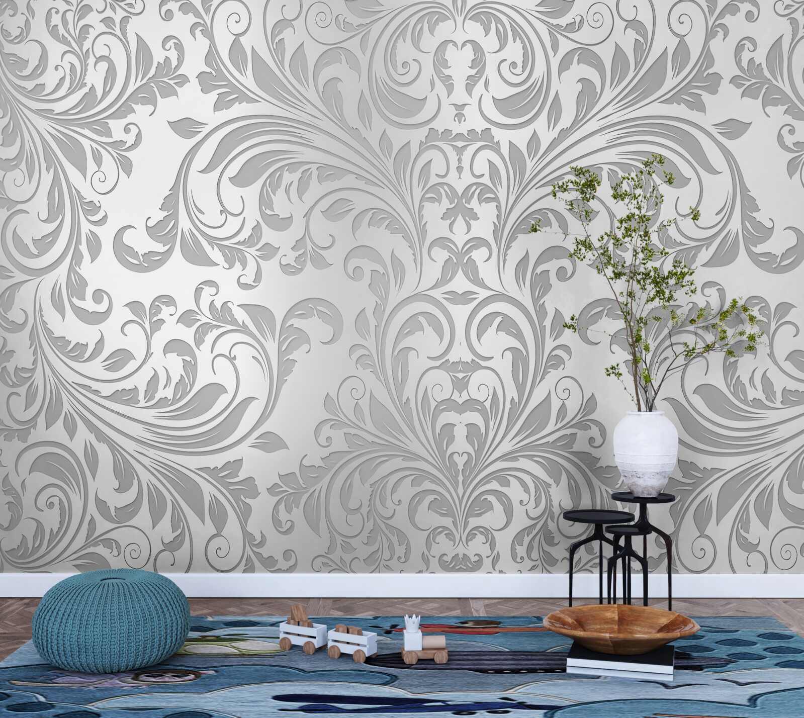 Фотошпалери шпалери з сірими вихровими візерунками