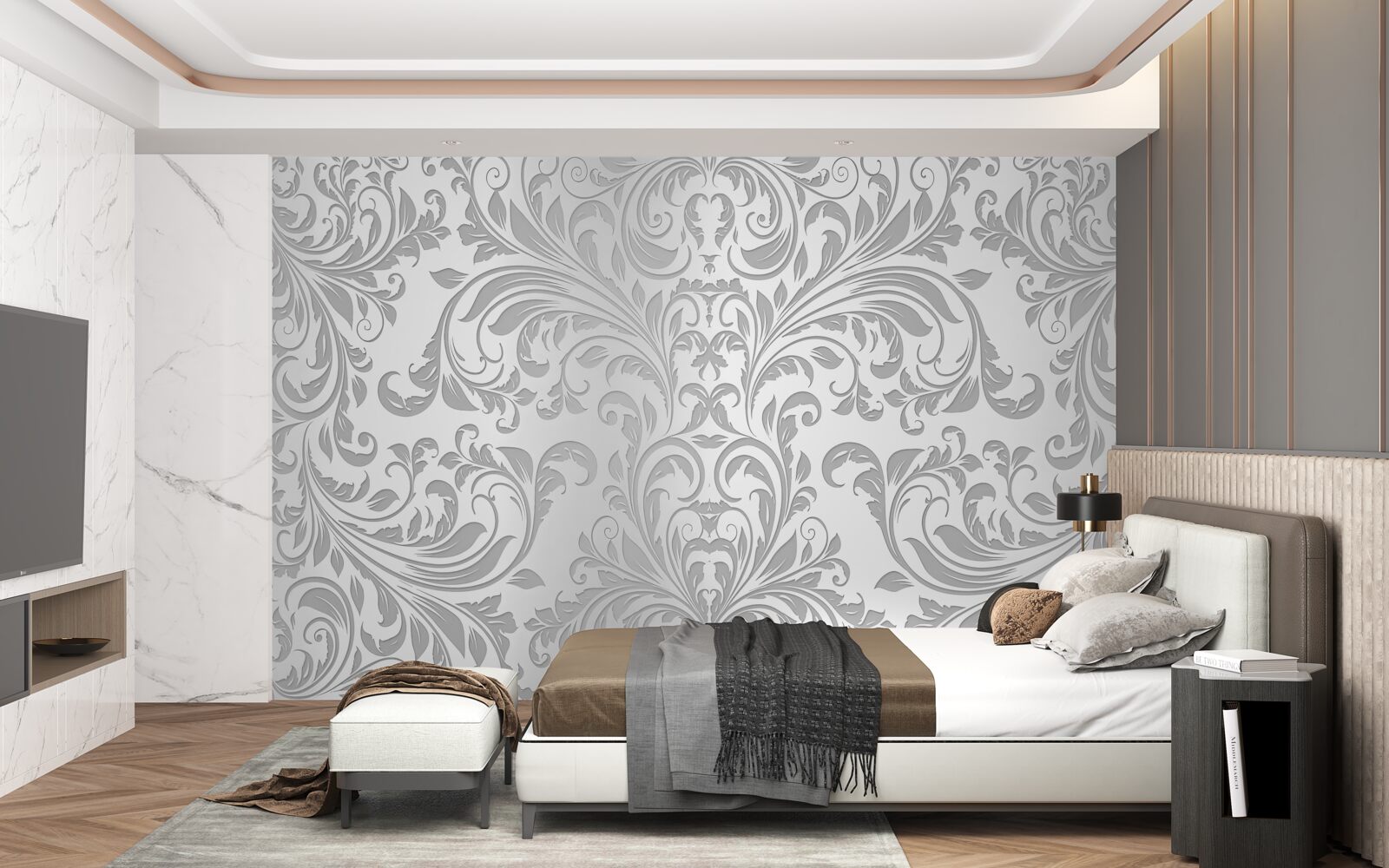 Фотошпалери шпалери з сірими вихровими візерунками