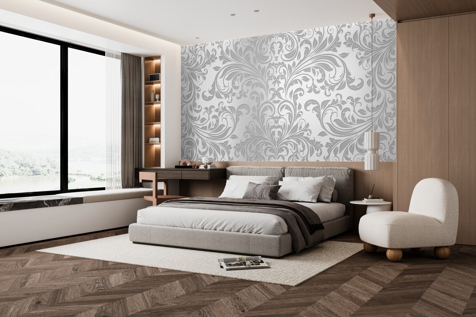 Фотошпалери шпалери з сірими вихровими візерунками