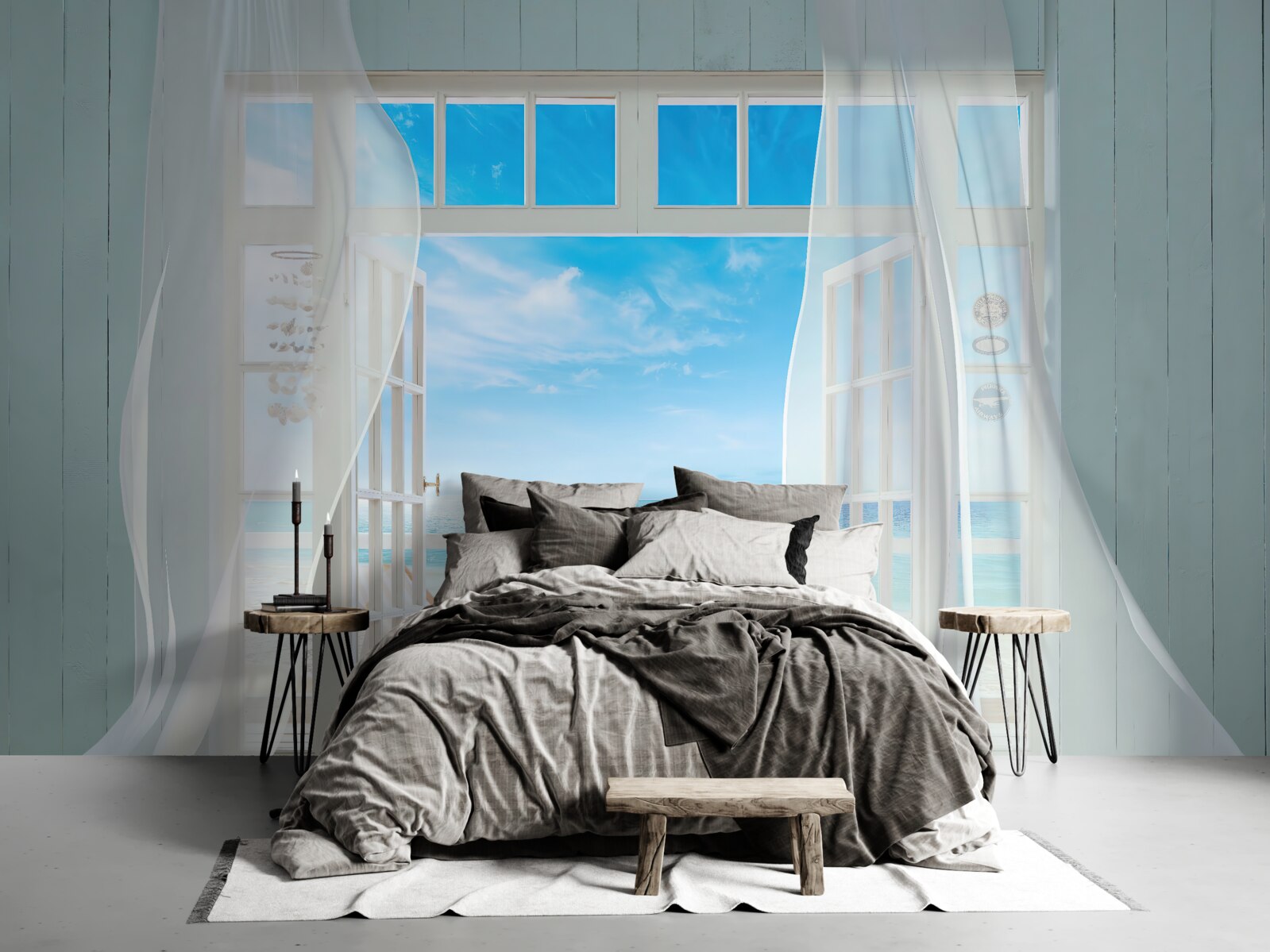 Фотошпалери махання шторами відкритого вікна