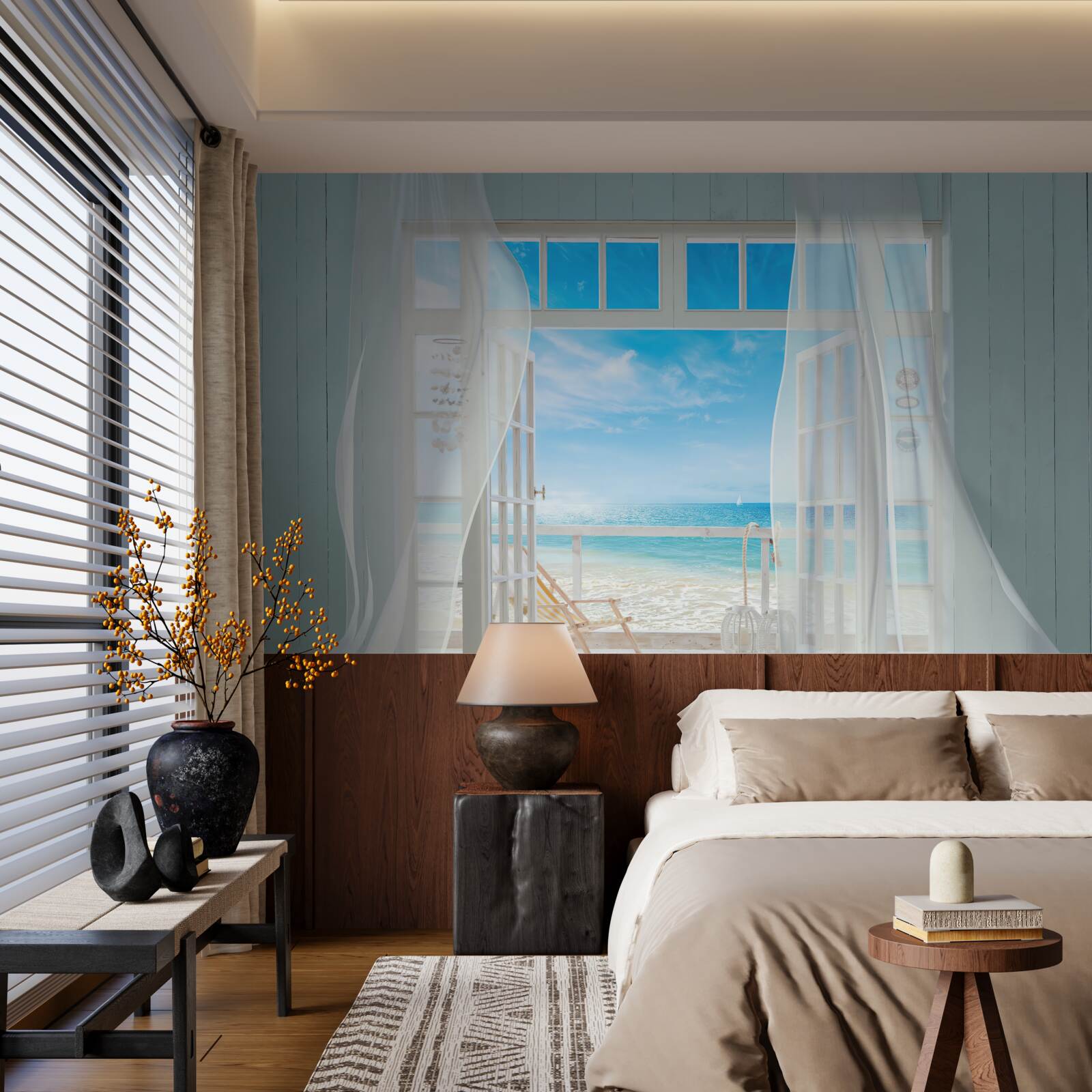 Фотошпалери махання шторами відкритого вікна