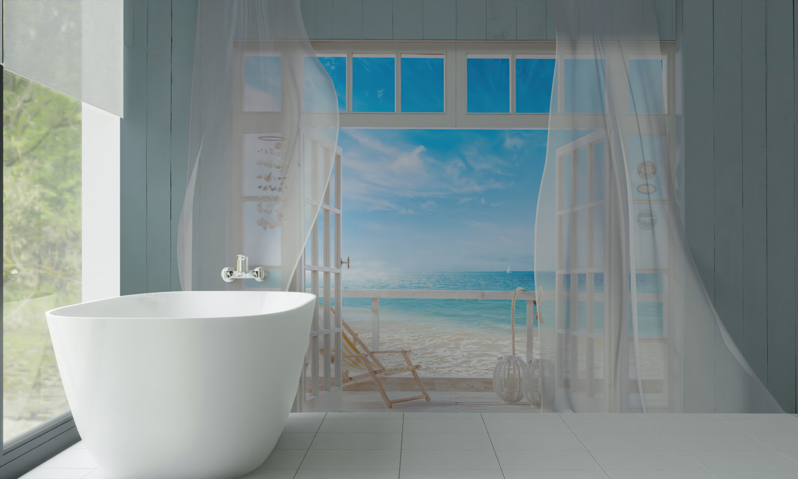 Фотошпалери махання шторами відкритого вікна