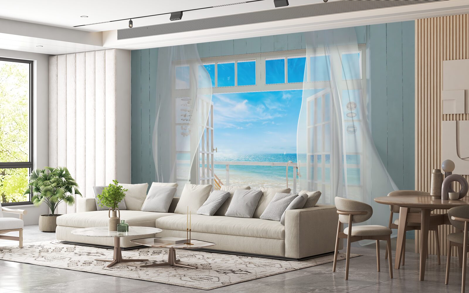 Фотошпалери махання шторами відкритого вікна