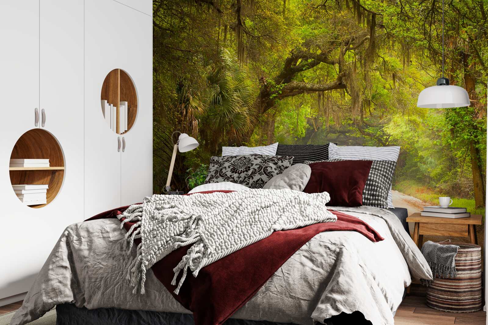 Фотошпалери простора доріжка, оточена зеленим листям